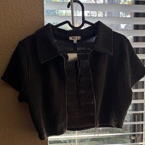 ASA Black Ribbed Short Sleeve Jacket